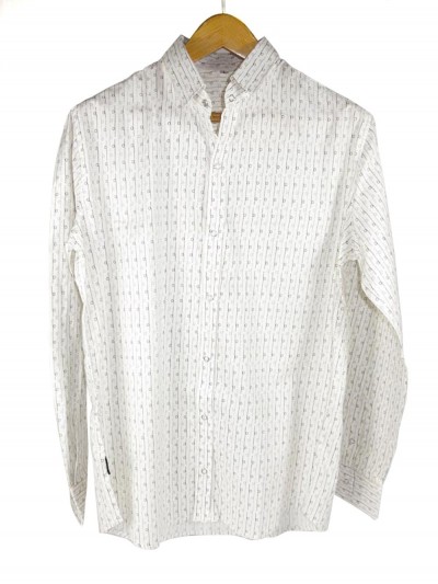chemise classique blanche micro motif à pois à manches longues