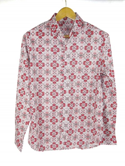slim-fitted printed shirt with arabesque motif