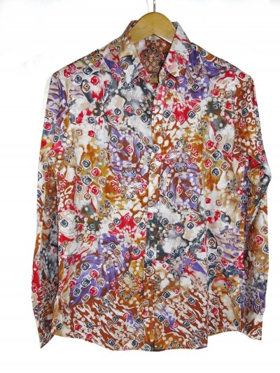 chemise vintage rétro originale multicolore motif abstrait manches longues