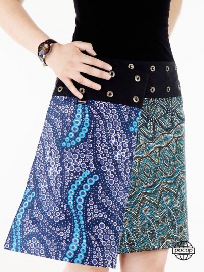 asymmetrical skirt with adjustable waist and buttons