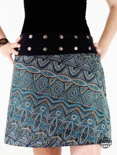 ethnic knee skirt with polka dot pattern Aztec style African aborigine