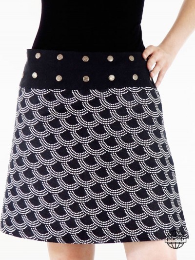Black and white skirt for women with polka dot print
