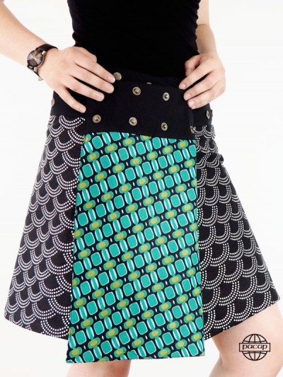 black skirt with checkered woman buttoned