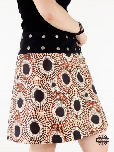 Brown skirt printed woman in cotton
