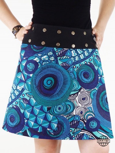 African blue flared skirt