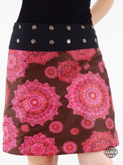 red cotton trapeze skirt for women