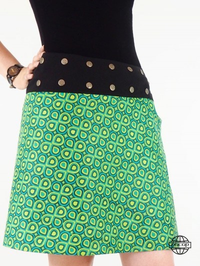 green buttoned skirt