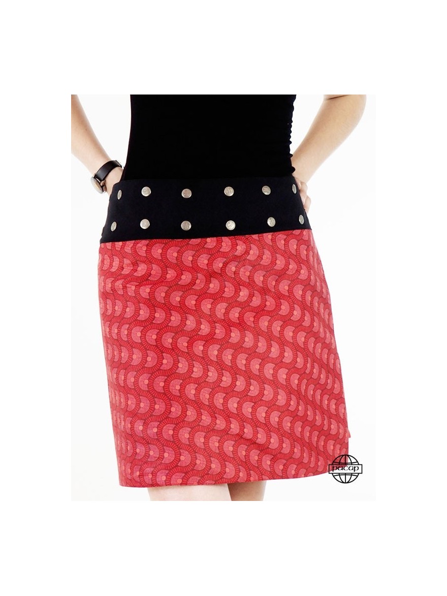 high waist red skirt