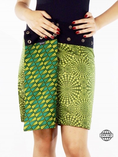 reversible green skirt for girl and woman straight cut printed wax