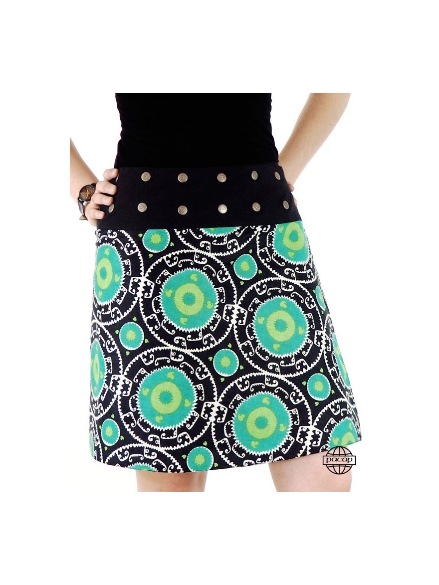 green ornamental skirt with snap