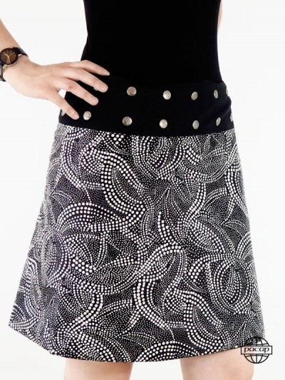 black long skirt with white polka dots for women