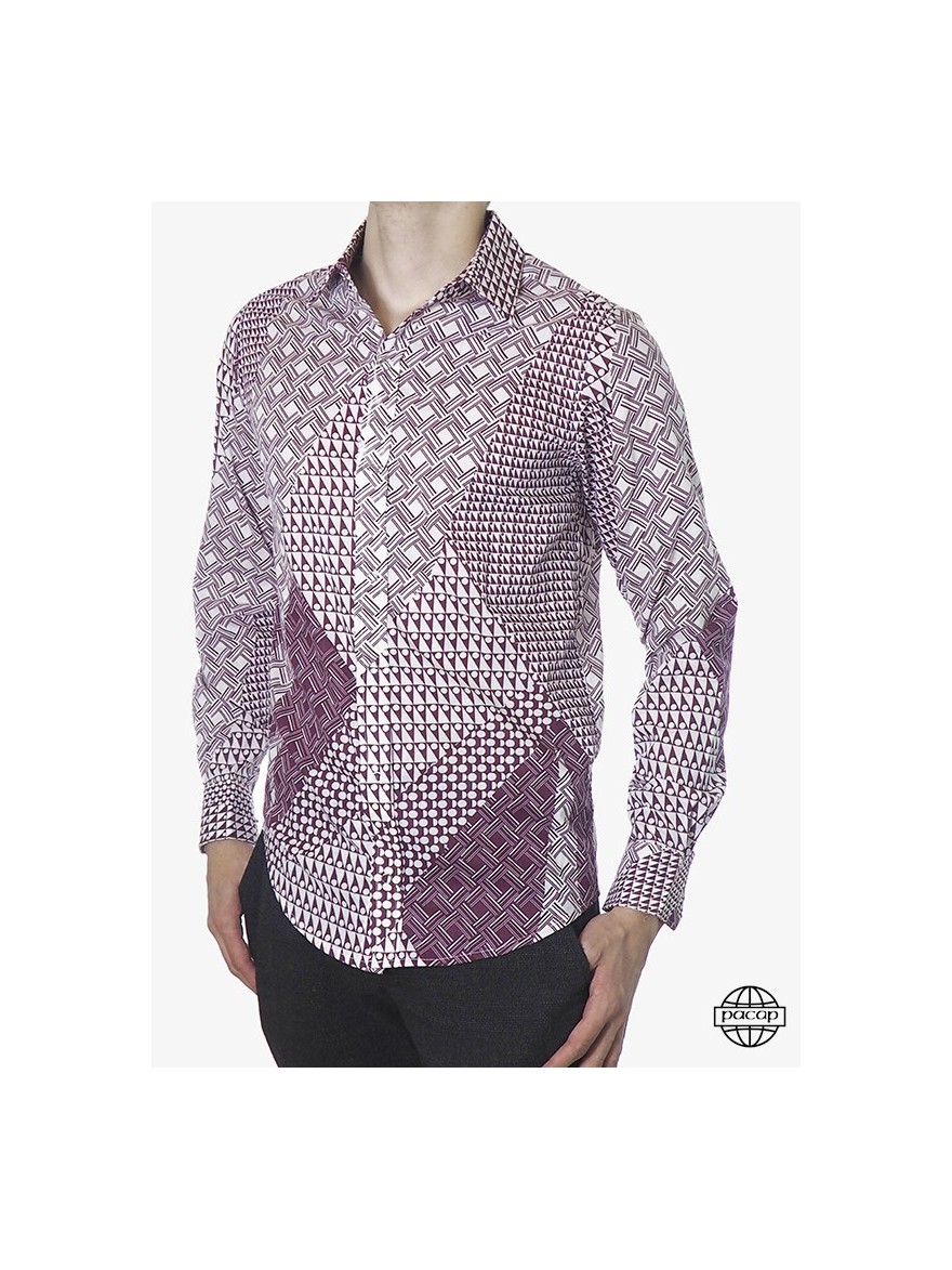 Shirt patchwork Summer Festival Men Fashion Geometric 100 oton Responsible French brand.