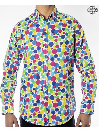 Vintage White Fancy Shirt with Colored Dots Responsible French Brand