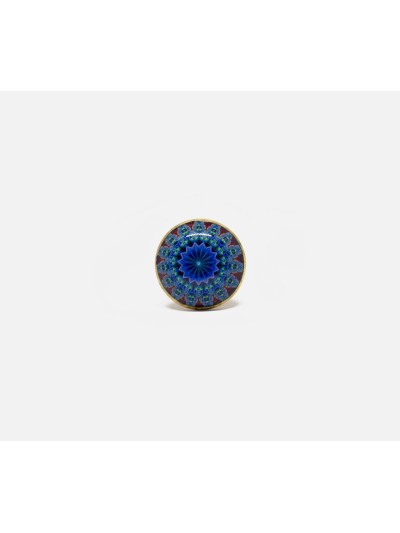Blue brass ring with hippie motif