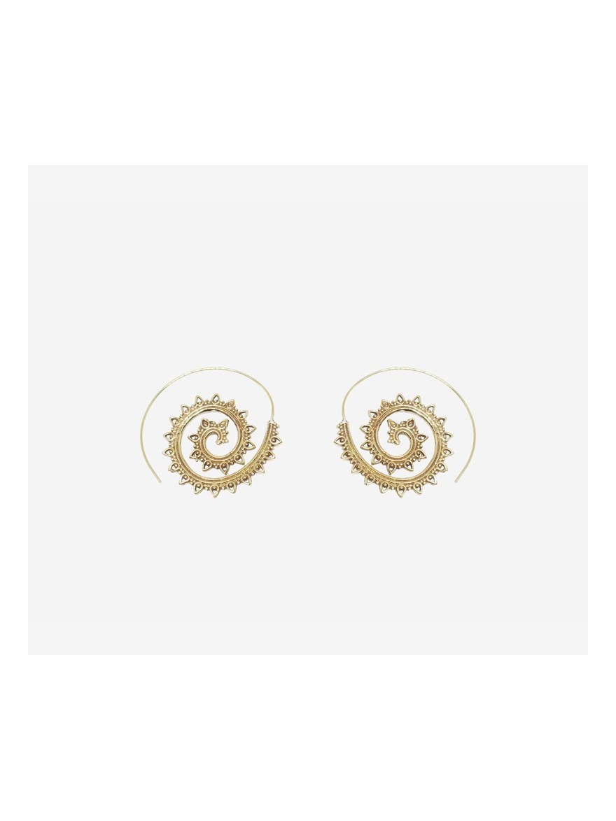 Boucles D'oreilles Indiennes Formes Spirales en Laiton Modèle Unique.