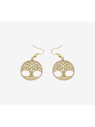 Small Indian Earrings Brass Tree of Life Personalized.