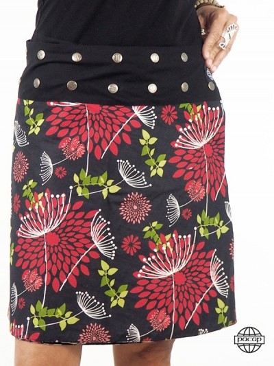 black skirt with flowers