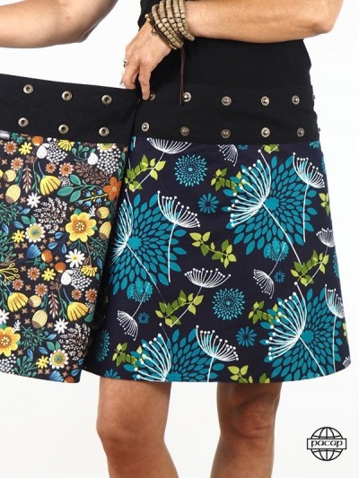 flowered skirt with snap button