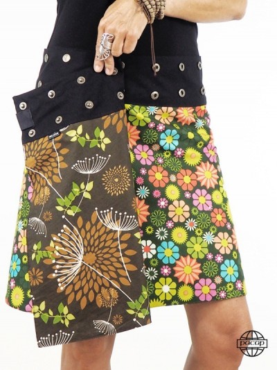jupe portefeuille boutonnée motif a fleurs