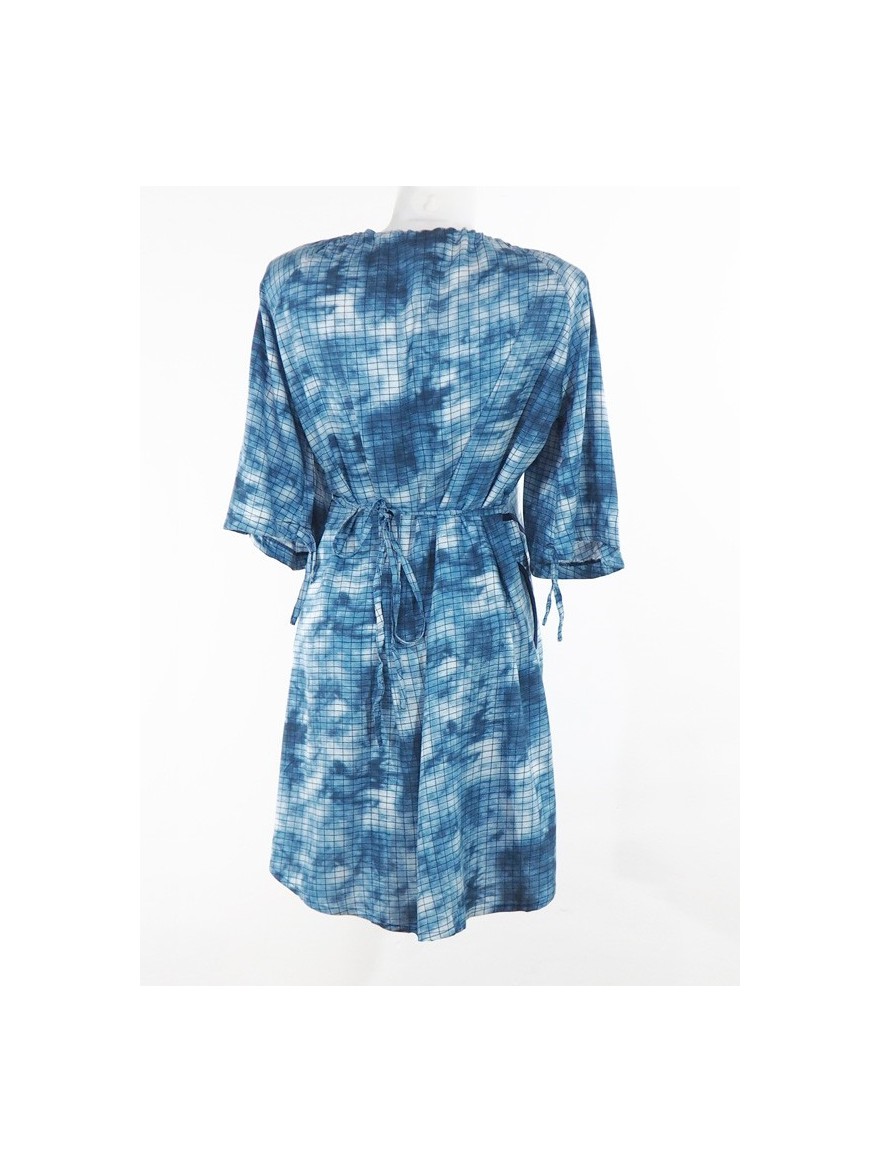 Robe Tie and Dye Bleue Ciel à Poches Larges Manches Mi-Longues - AYA ...