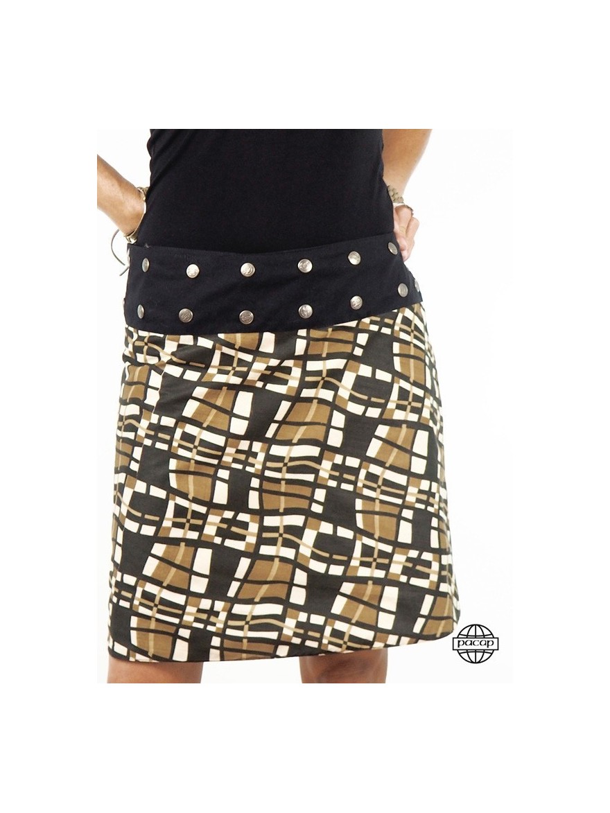 brown skirt with checks for woman