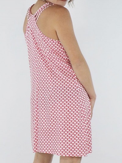 knee-length dress, white polka dot dress, off-shoulder dress, summer dress, off-shoulder dress, sleeveless dress