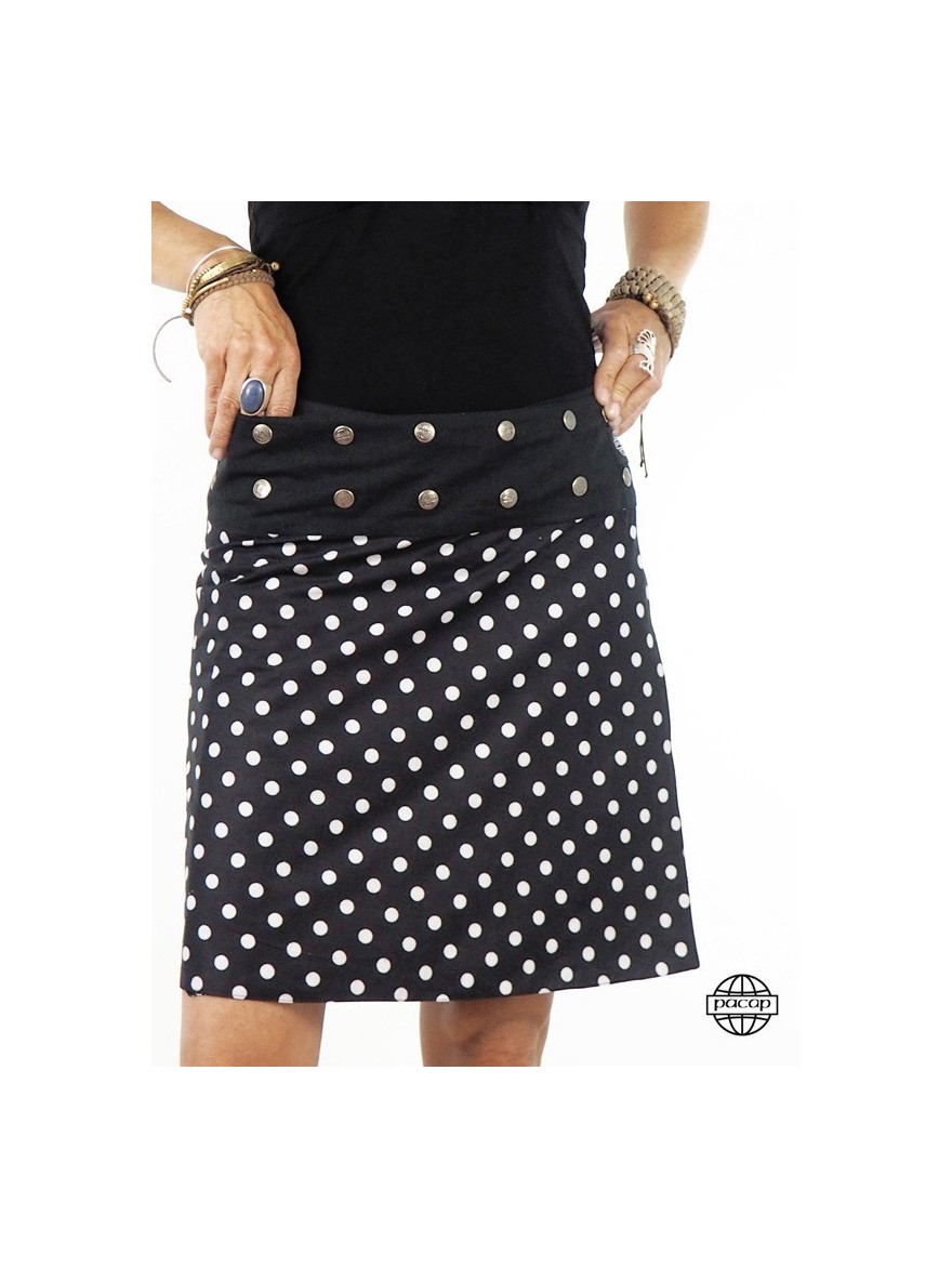 black skirt with white dots for woman