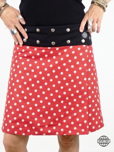 red skirt with dots