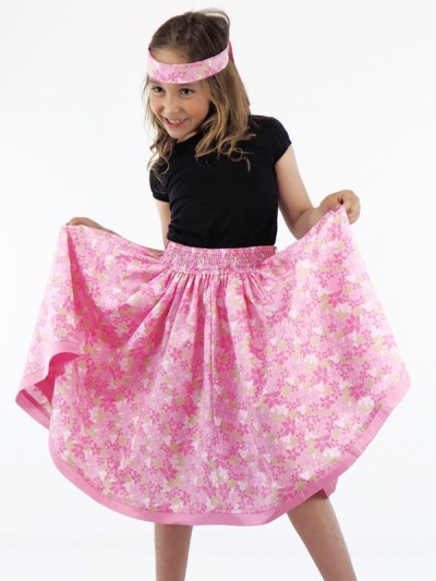 Children's pink dress with candy pink floral motifs