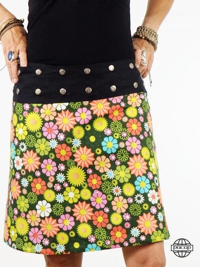 jupe Boutonée a fleurs multicolores
