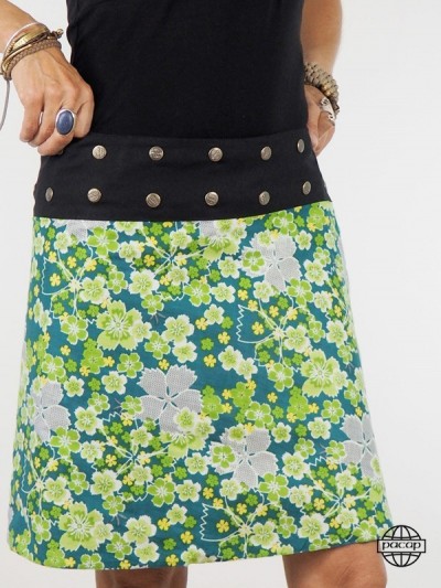 green skirt with flowers