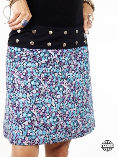 skirt small flowers for woman motif blue