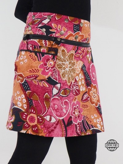jupe portefeuille à motif imprimée fleurs convertible  transformable