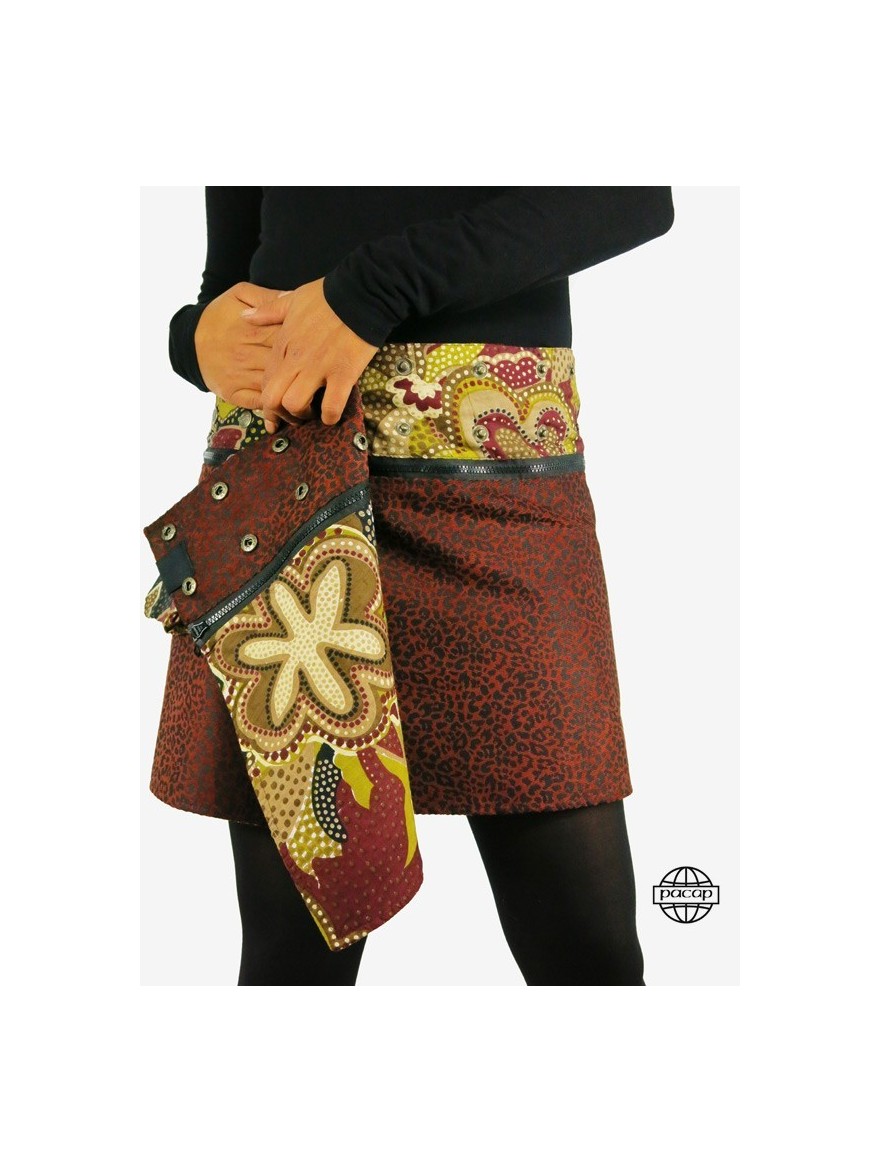 reversible skirt with leopard print zip belt