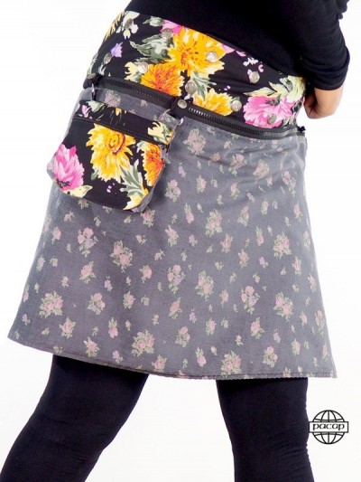 jupe velours fleurie ceinture amovible avec pochette incluse detachable