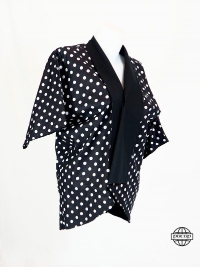 Veste Réversible Noire Style Haut de Kimono taille Unique