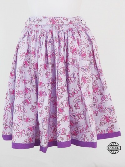 Jupe marisa biolette avec petits papillons rose à flanelles cette jupe longue est disponible de 2 ans à 12 ans