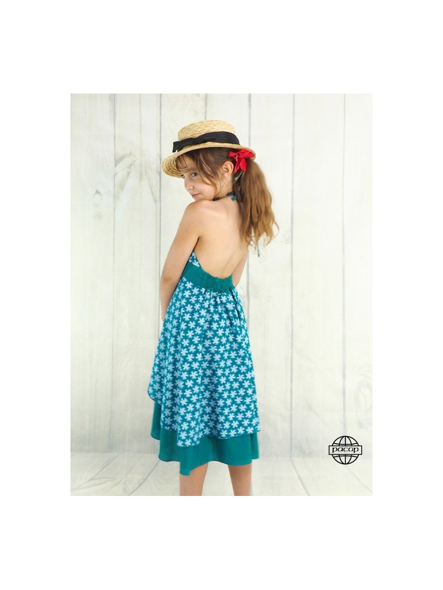 Blue dress for children 2 years 4 years 6 years 8 years 10 years 12 years adaptable thin or large size thin or thick azure blue
