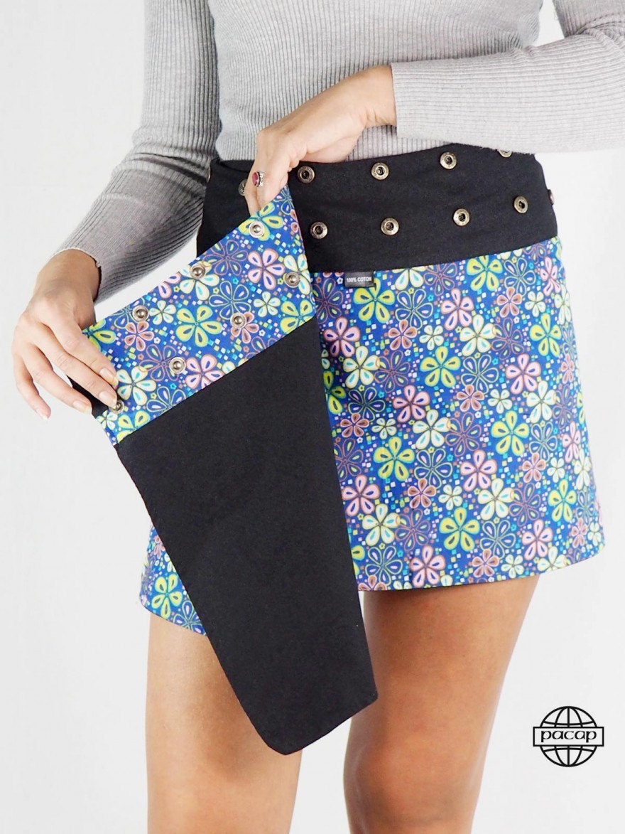 Jupe D'été Réversible Multicouleur Avec Boutons Pression - Longueur 48 Cm - Taille Unique - Occasion Très Bon état