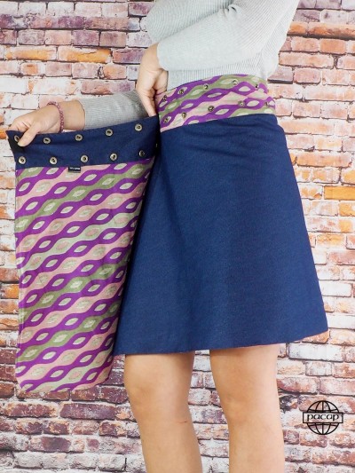 Jupe portefeuille violet motif ethnique