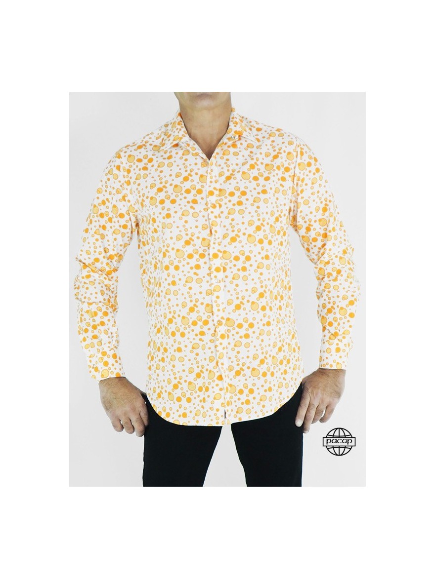 Chemise blanche à bulles décontracté  motifs oranges
