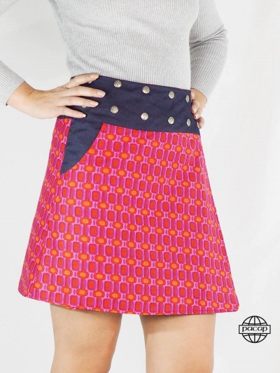 jupe grande taille, jupe motif géométrique, jupe rouge