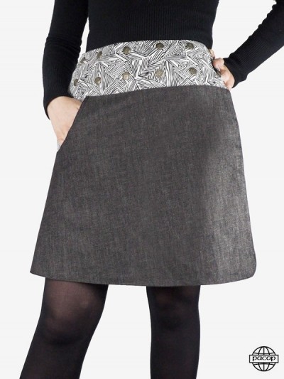 mid-length denim skirt