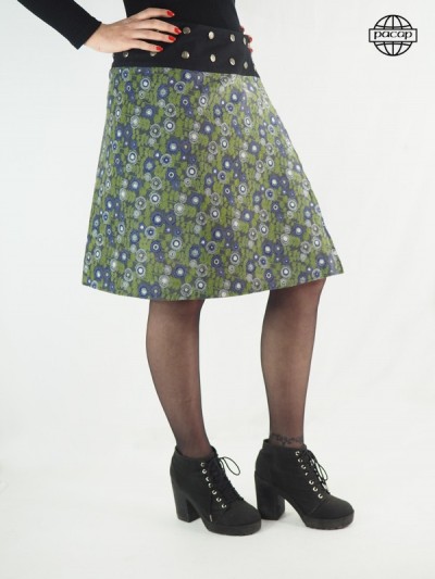 Long green flower skirt for women
