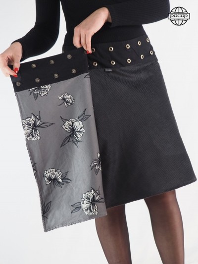 Reversible skirt in coteled velvet
