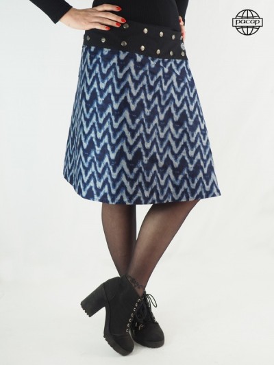 blue skirt with zigzag pattern