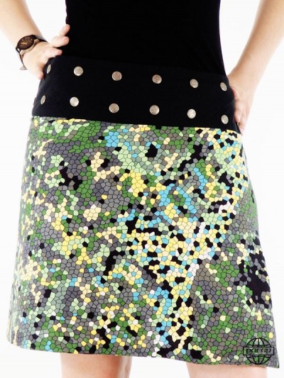 Skirt was multi-size printed mosaic for female pressure belt