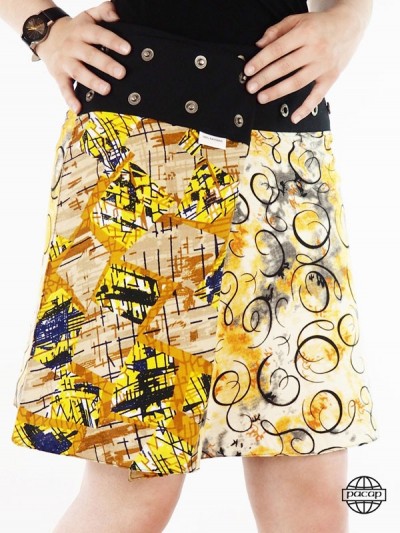 Skirt Orange in Rayon Abstract Portfolio and reversible-PEAK