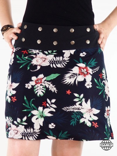 Blue right skirt with flowers