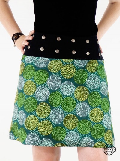 jupe genoux femme avec imprimé pois verte